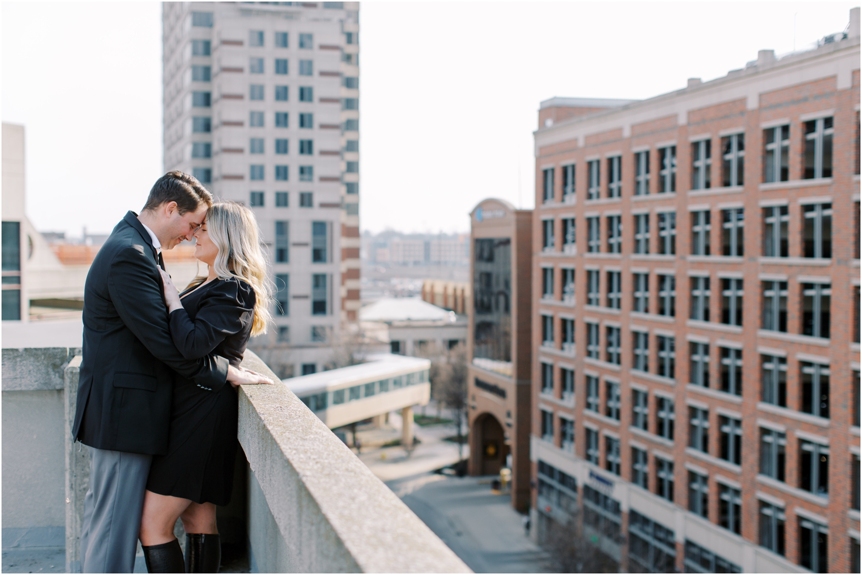 Courtney and Ben share a moment at their downtown Grand Rapids engagement session