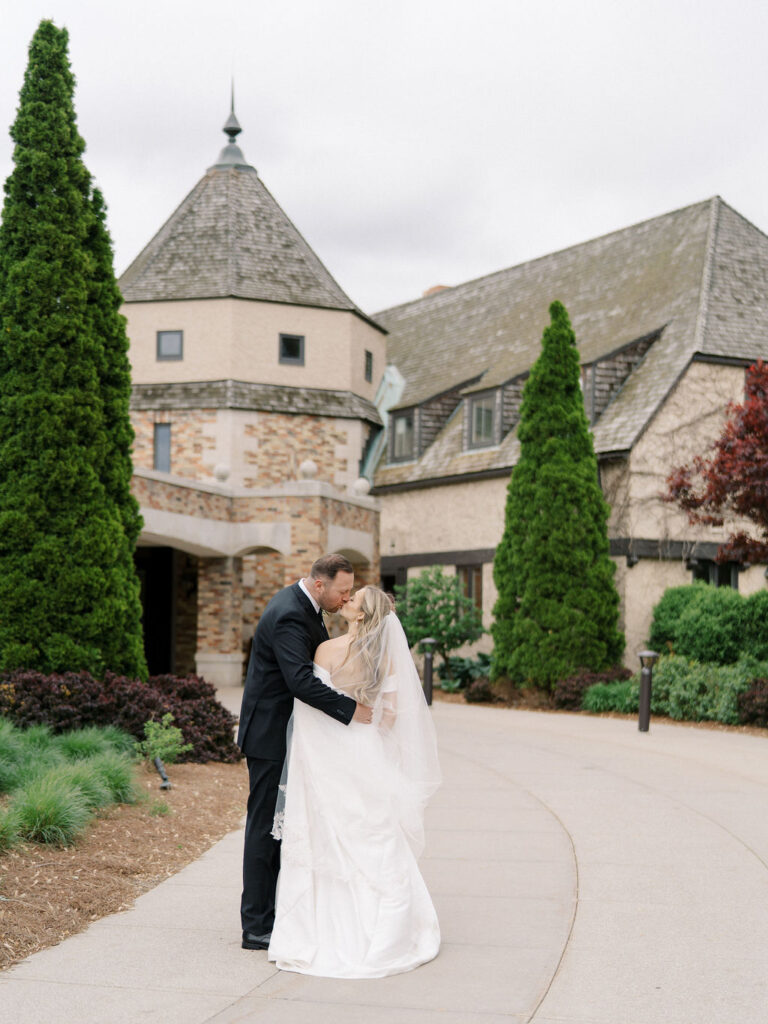 Bride and grooms Cascade Hills Country Club wedding portraits