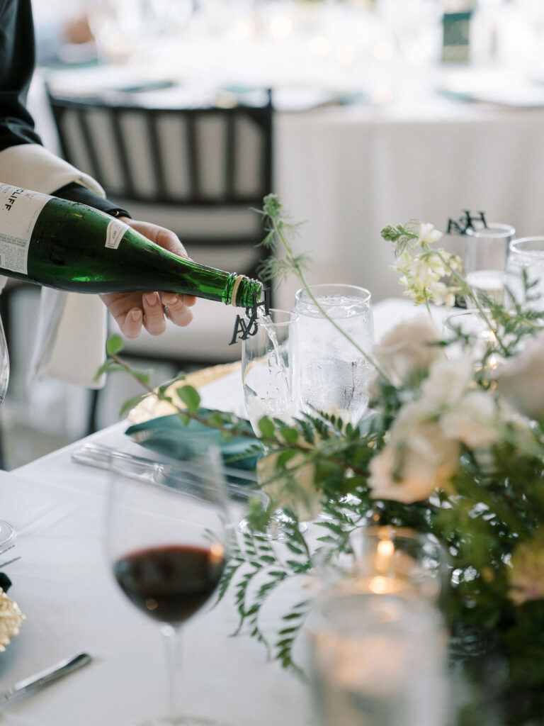 Champagne being poured during cocktail hour