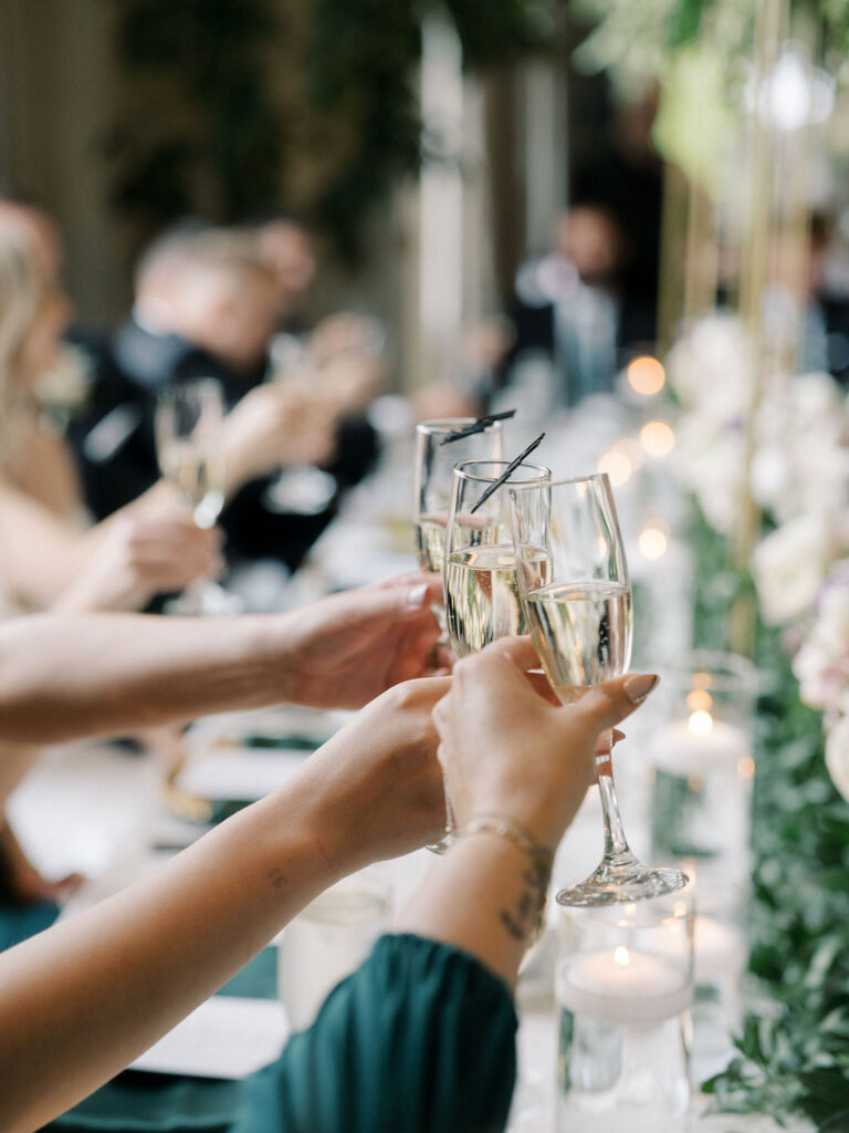 Toasts during wedding reception speeches