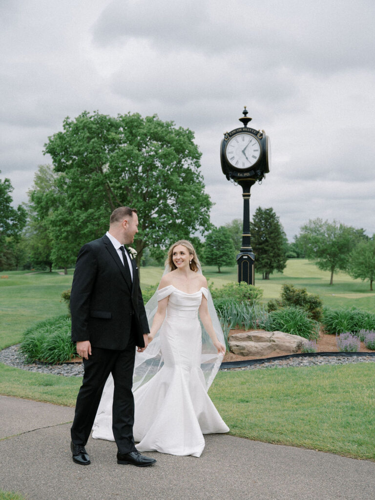 Bride and grooms outdoor portraits at Cascade Hills Country Club in Grand Rapids, Michigan