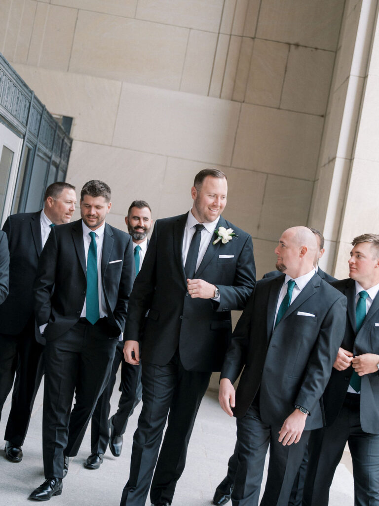 Groom and groomsmen portraits at  Civic Auditorium