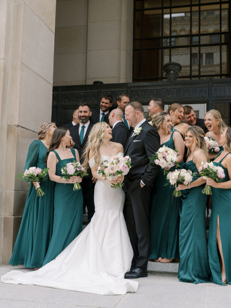 Wedding party photos at the Civic Auditorium in downtown Grand Rapids.