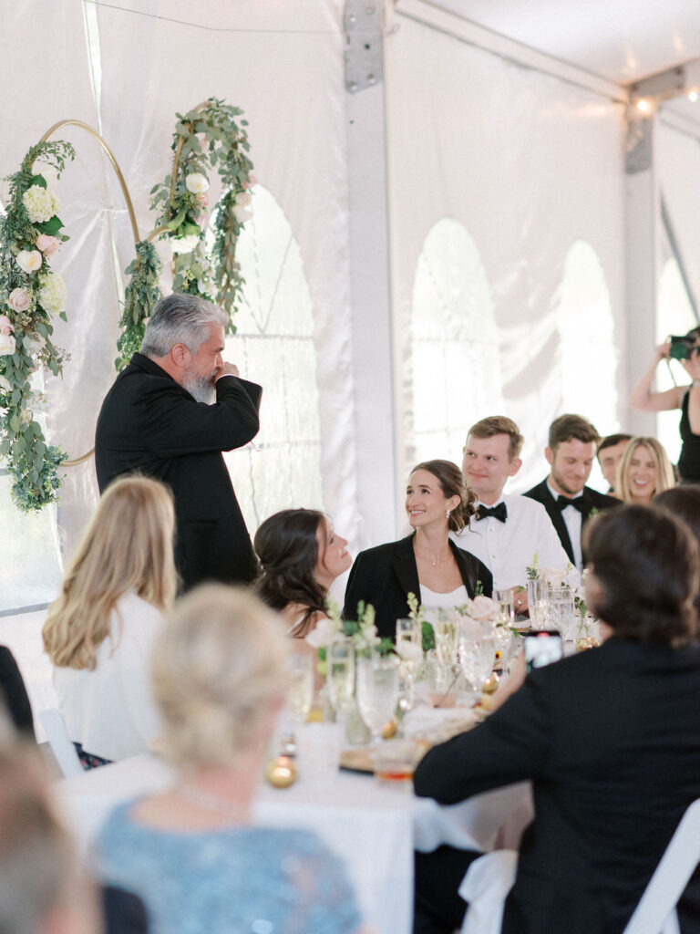 Brides father giving a wedding speech