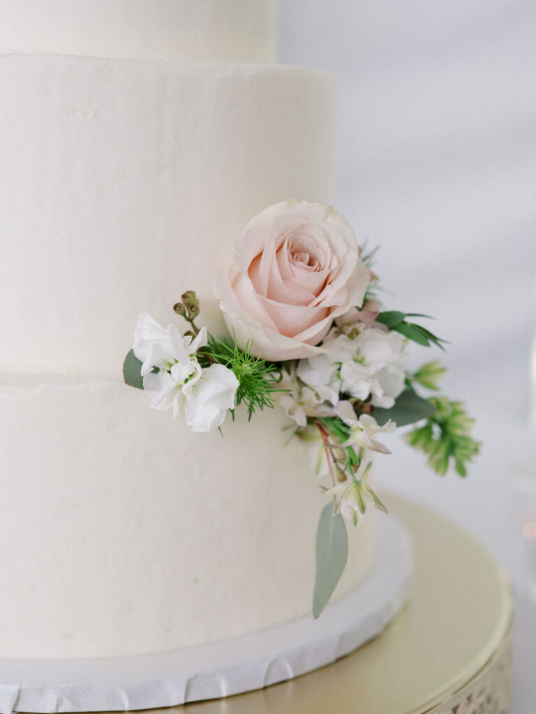 Wedding cake with floral accents