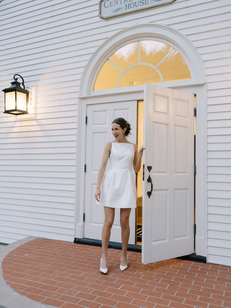 Bride coming out after her dress change