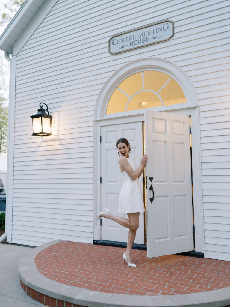 Bride posing after her dress change