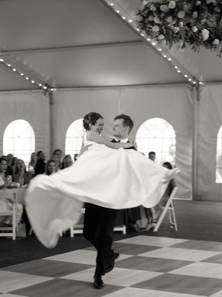 Bride and groom sharing a first dance