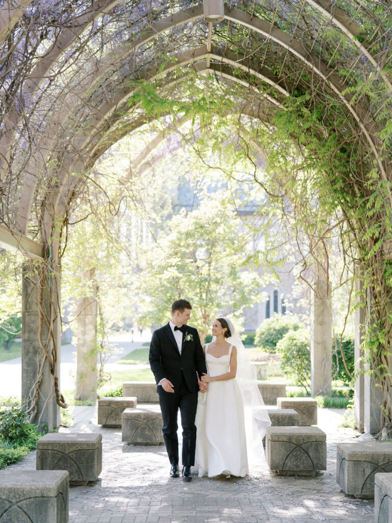 Outdoor bride and grooms Notre Dame wedding photos