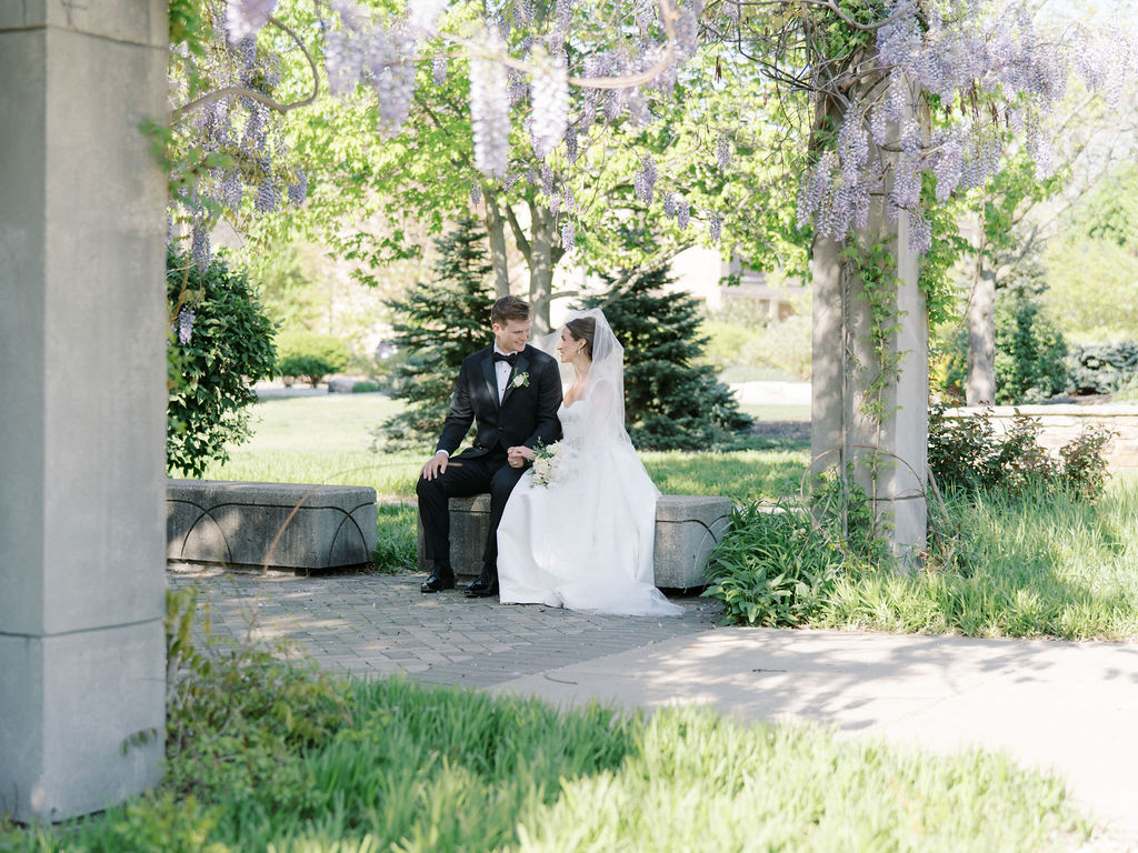 Bride and grooms outdoor Notre Dame wedding portraits