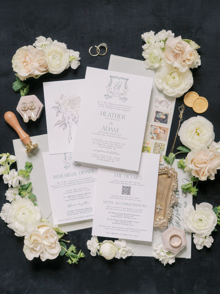 Romantic and elegant Grand Rapids Michigan wedding invitations