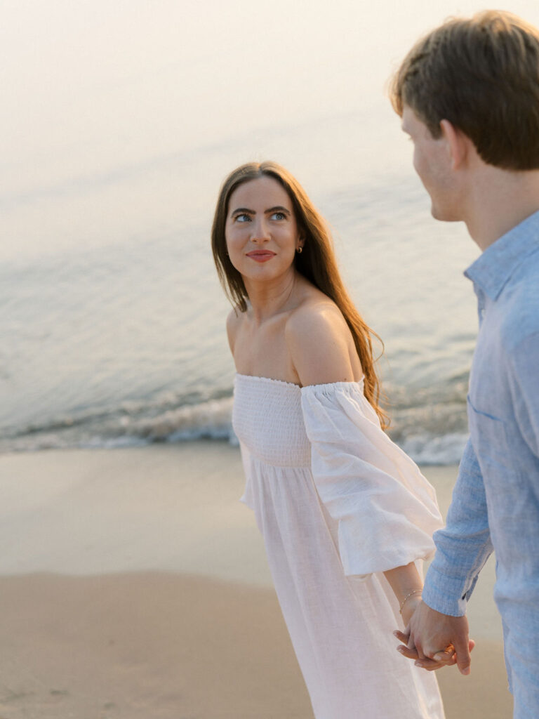 Couple Michigan engagement photos at Warren Dunes State Park