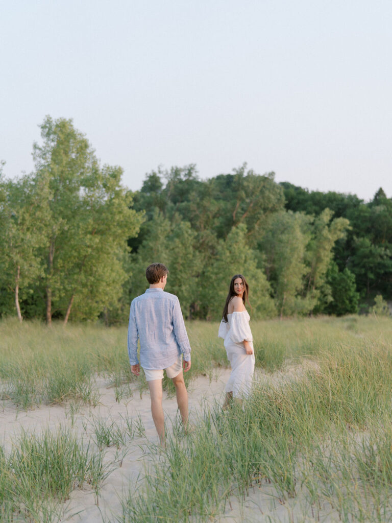 Couple walking the beach trails at Warren Dunes State Park