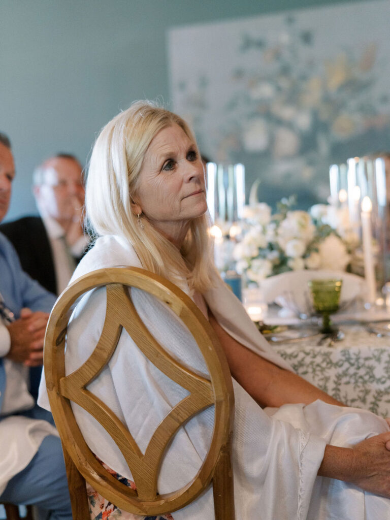 Guest listening to the wedding speeches