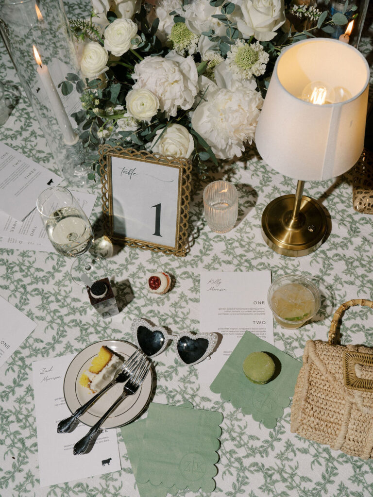 Late night wedding reception tablescapes from a summer Michigan wedding at The Millhaven