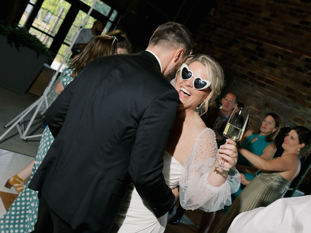 Bride and groom dancing during their Michigan wedding reception