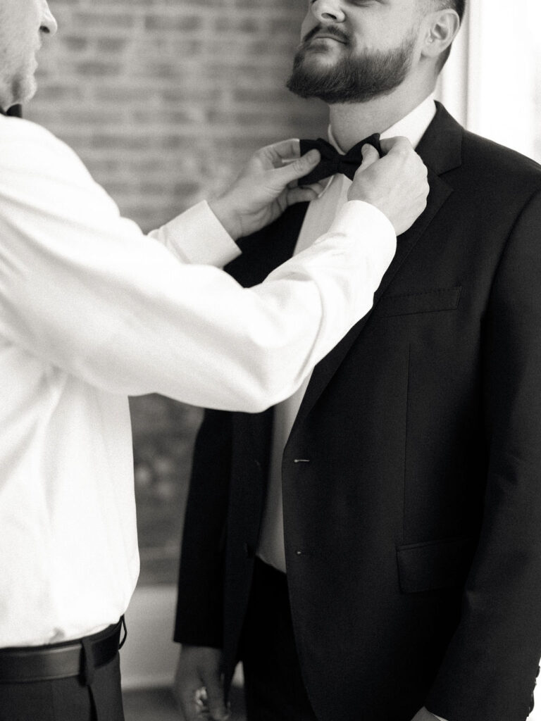 Groom getting ready