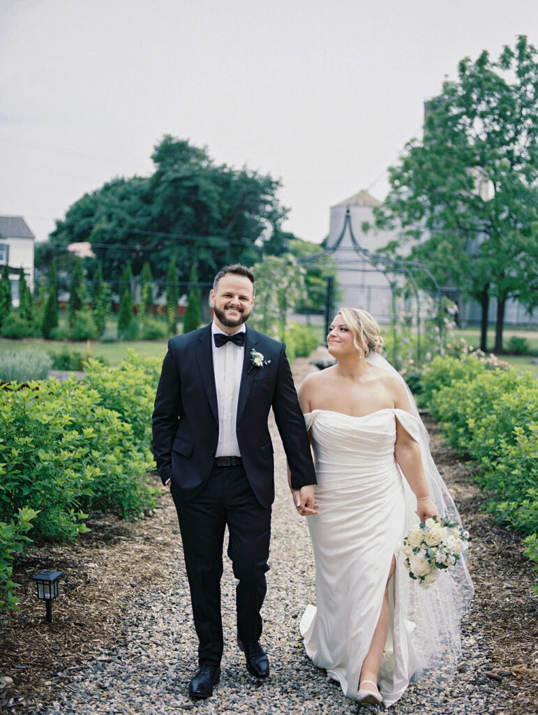 Bride and grooms outdoor portraits in the gardens at The Millhaven
