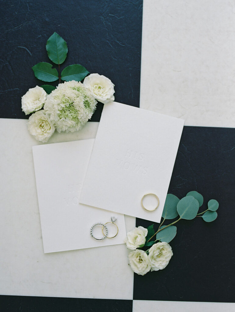 Michigan wedding detail flatlay on film from a summer wedding at The Millhaven