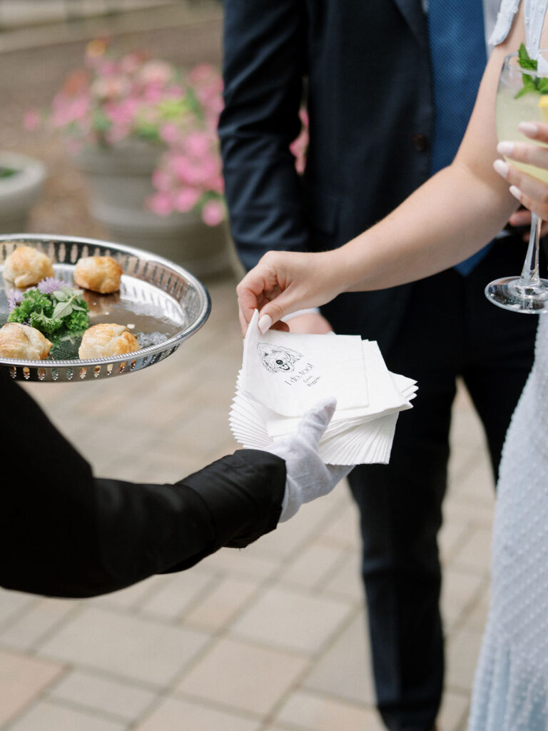 Guests enjoying food during cocktail hour