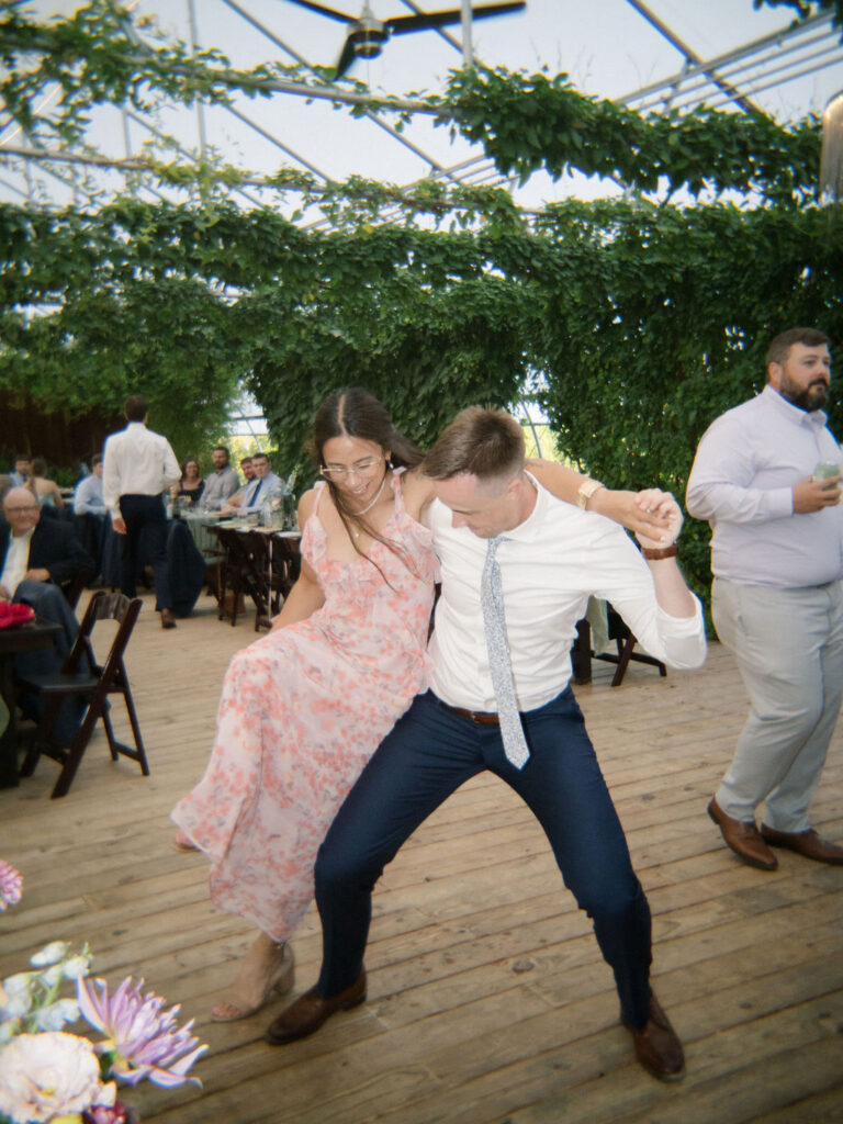 Guests dancing during the wedding reception.